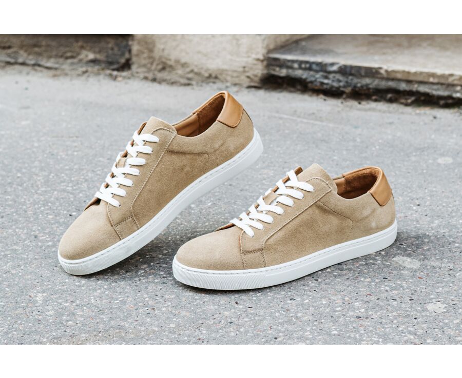 Dark Beige Suede Men's leather Trainers - INGLEWOOD