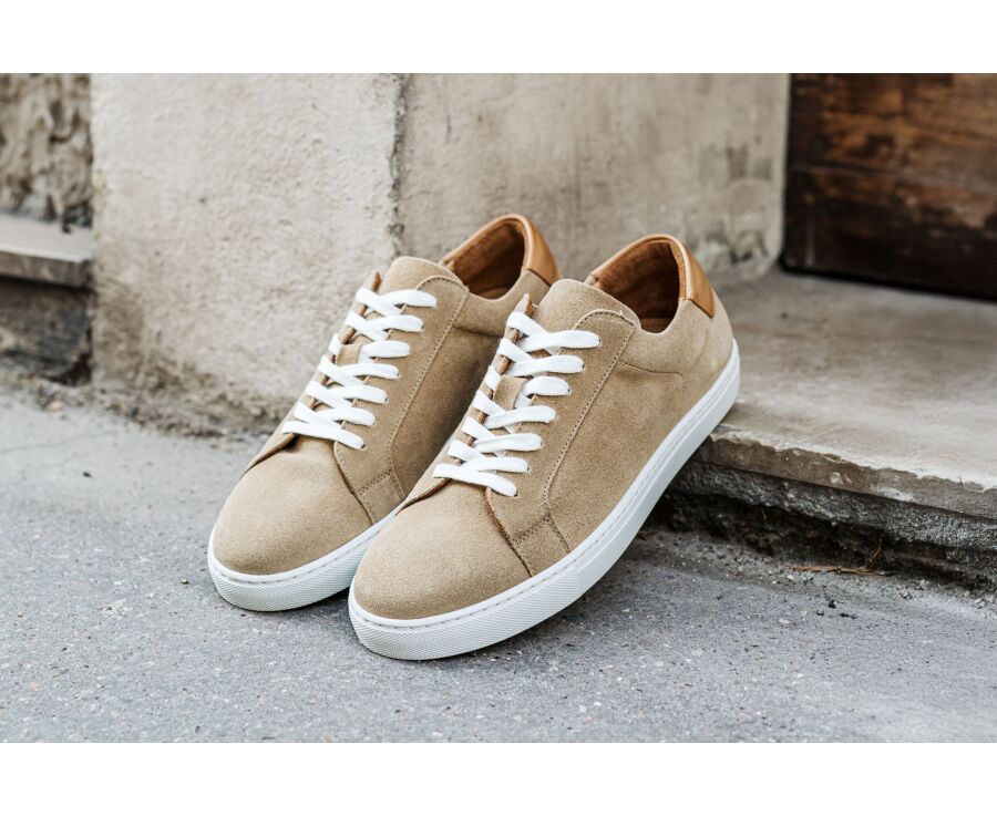 Dark Beige Suede Men's leather Trainers - INGLEWOOD
