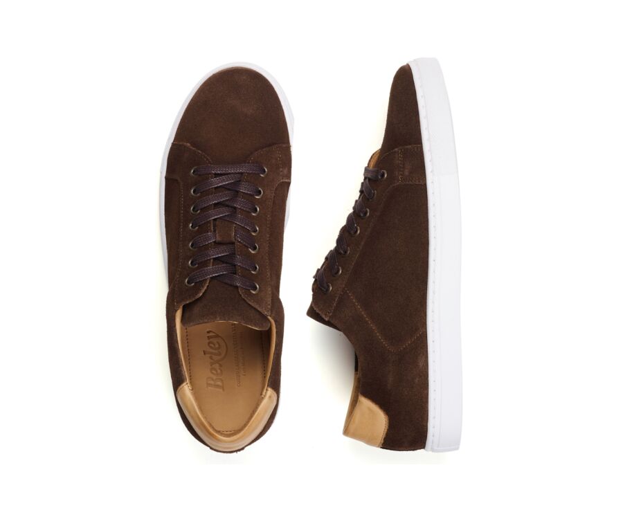 Men's chocolate suede sneaker with white sole - INGLEWOOD
