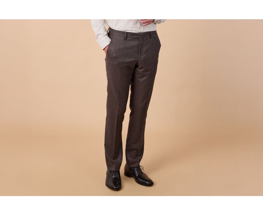 Men's Chocolate Melange Suit Trousers - LAZARE