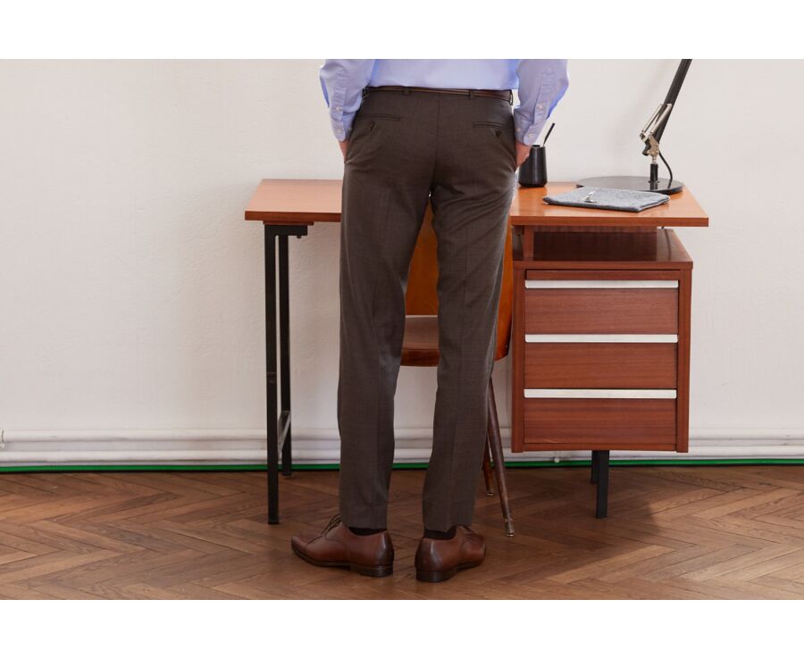 Men's Brown Melange Suit Trousers - LAZARE