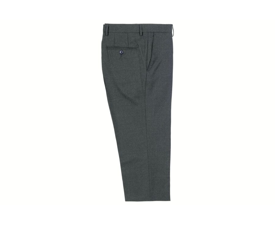 Men's dark green mélange Super 120's wool suit trousers - LAZARE