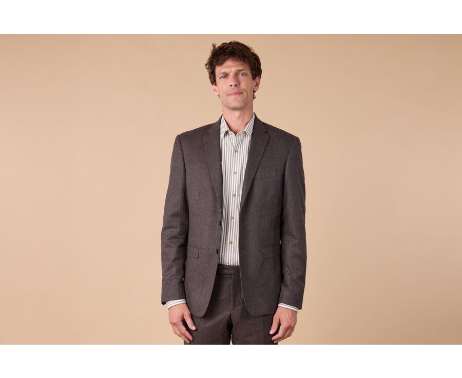 Chocolate Melange Men's Suit Jacket - LAZARE