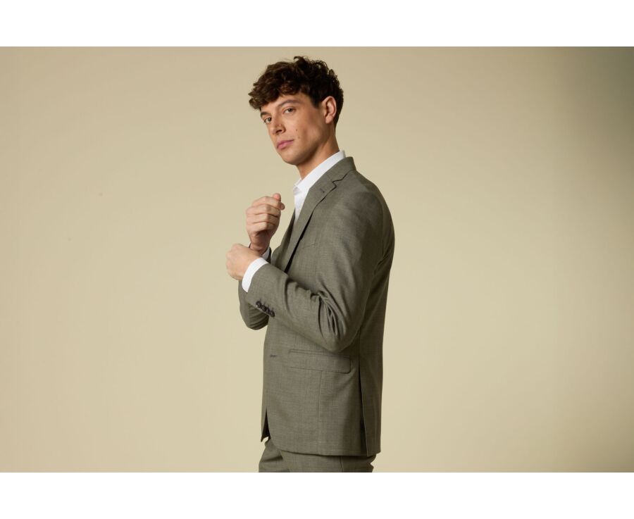 Light Khaki Melange Men's Suit Jacket - LAZARE