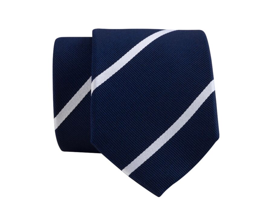 Men's navy & white striped silk tie