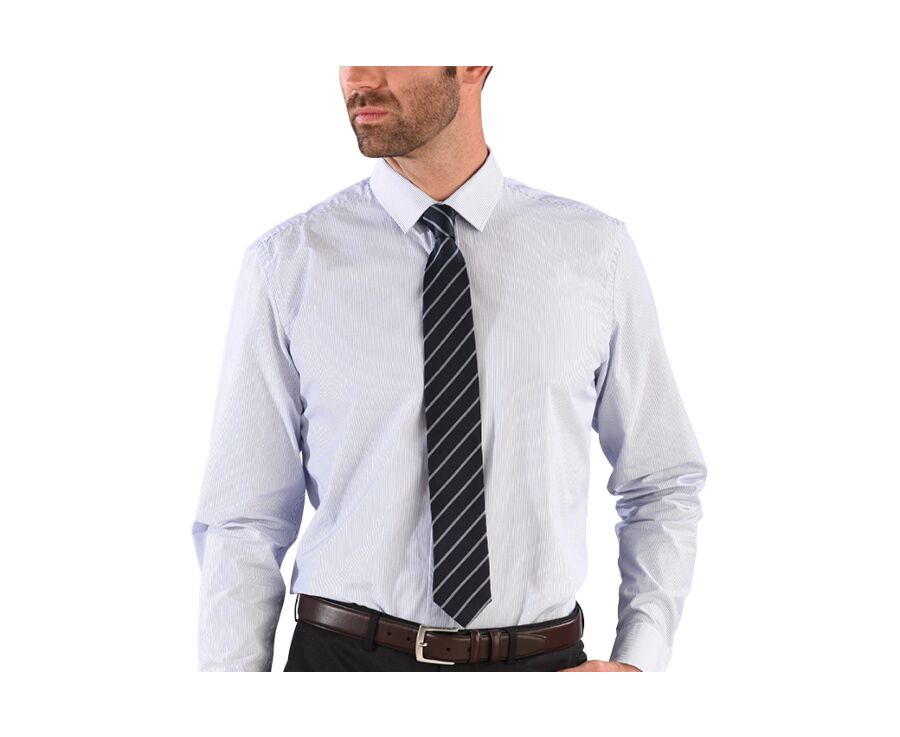Navy and Sky Blue Striped Silk Tie