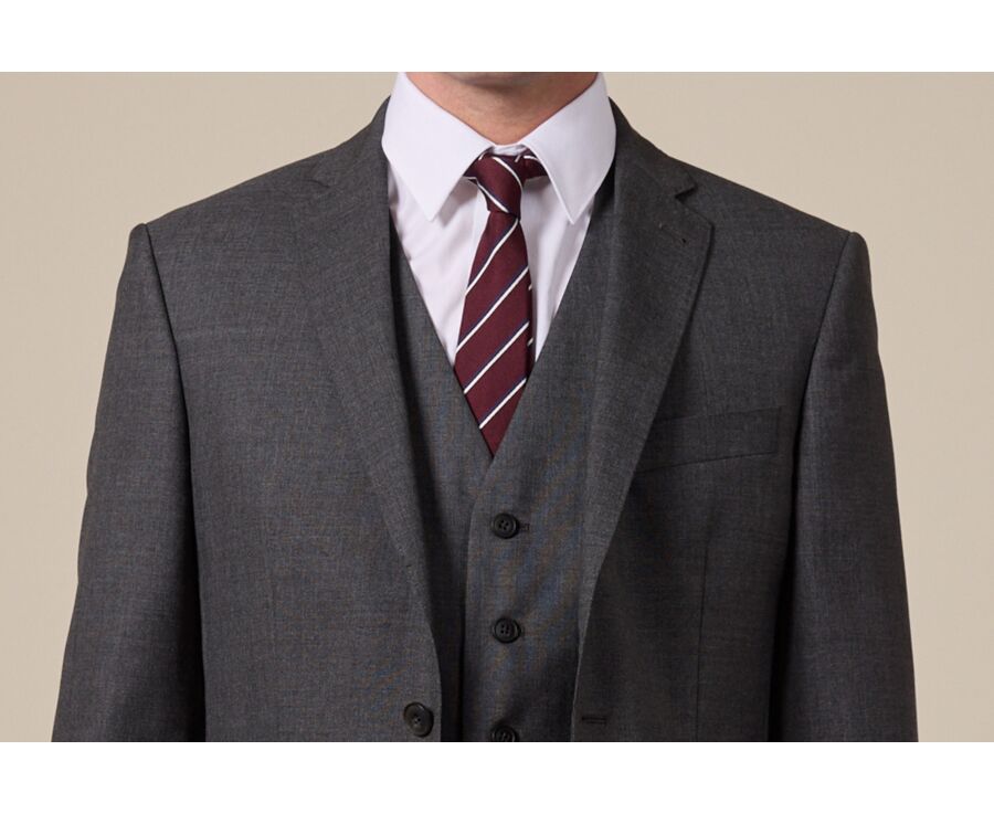Burgundy Navy Bleu and Ecru Striped Silk Tie