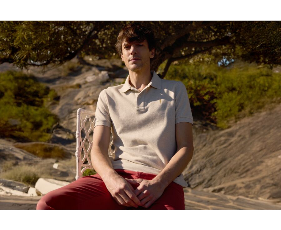 Men’s Polo Shirt Heather Beige - ANDY II