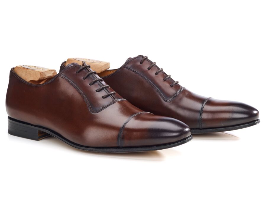 Men’s chocolate patinated leather Oxford shoes - RINGWOOD