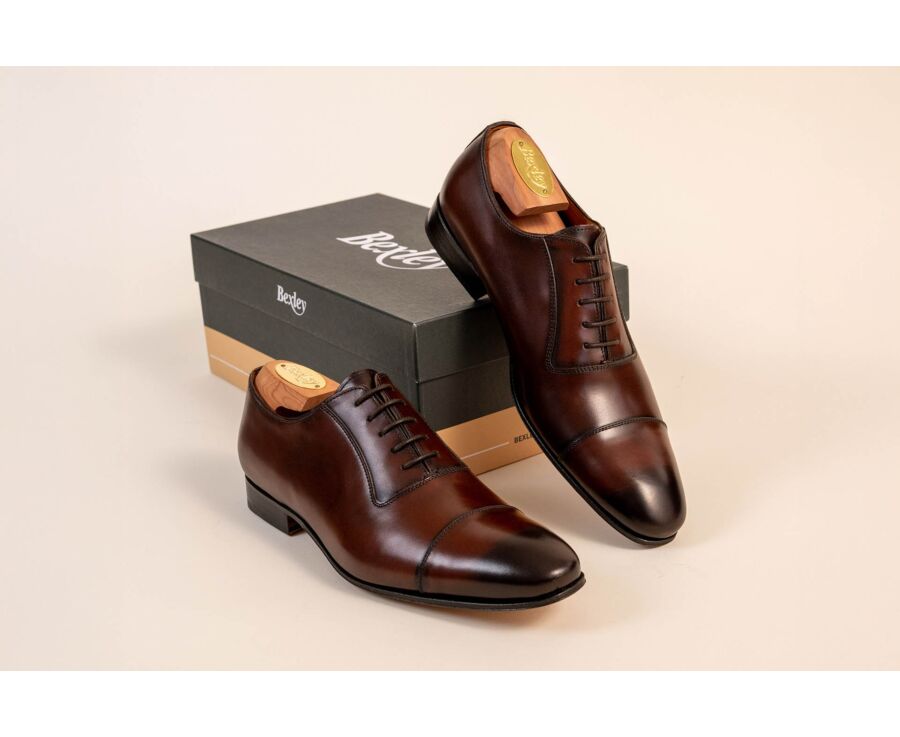 Men’s chocolate patinated leather Oxford shoes - RINGWOOD