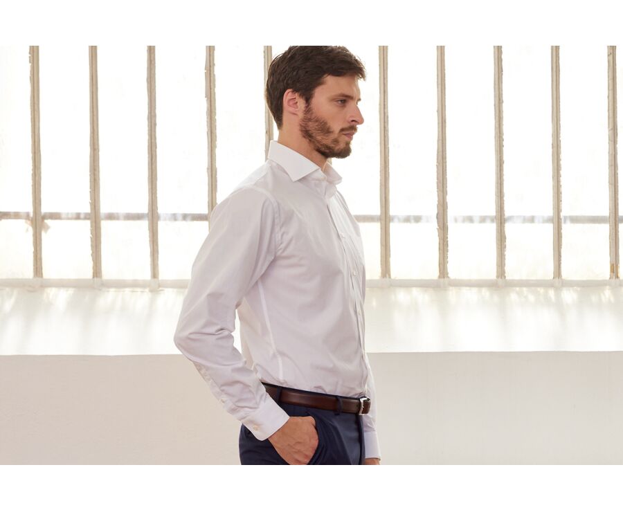 White Cotton shirt - Chest pocket - ALBERTO II CLASSIC