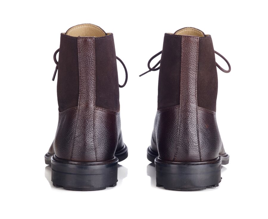 Chocolate Grained Leather Boots - KENT HIGH GOMME COUNTRY