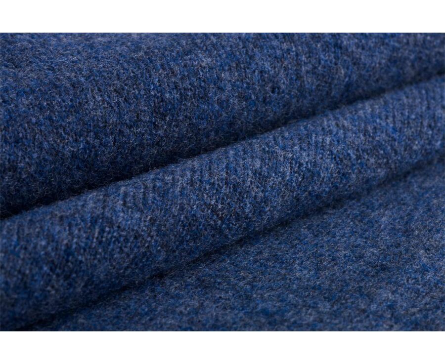 Men's dark blue mélange crew neck lambswool jumper - CONAN
