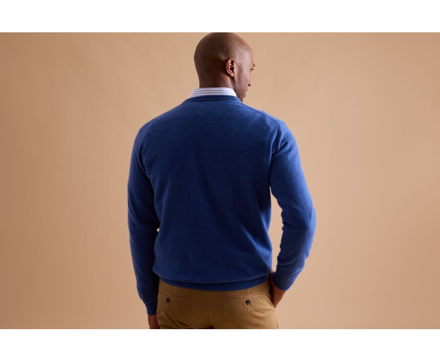 Mottled Jean Blue round-neck wool jumper - CONAN