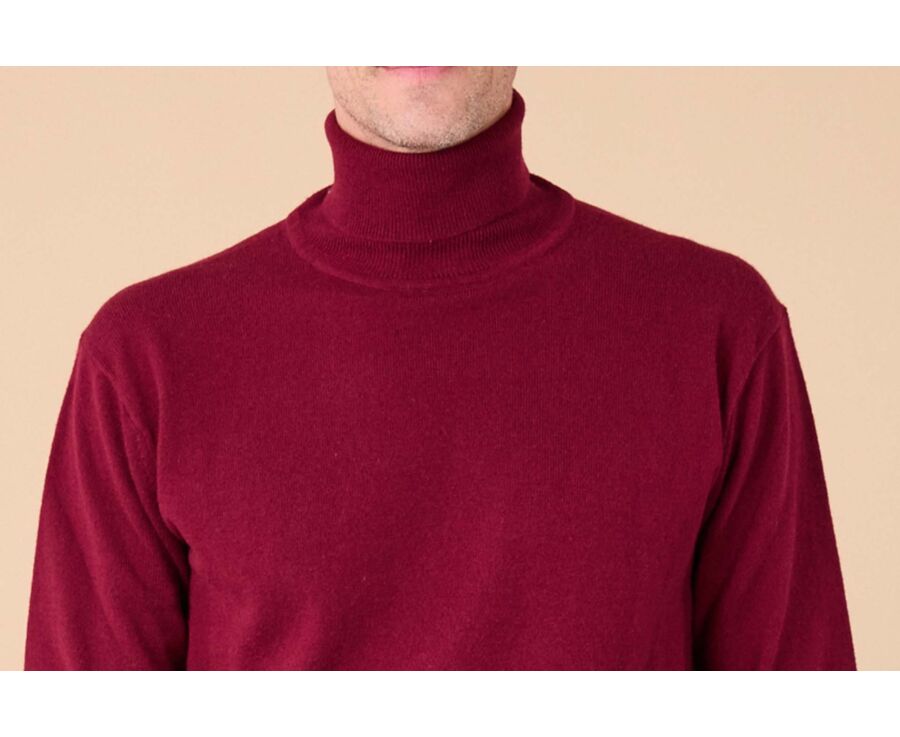 Men's roll-neck jumper – Burgundy - EMERIC