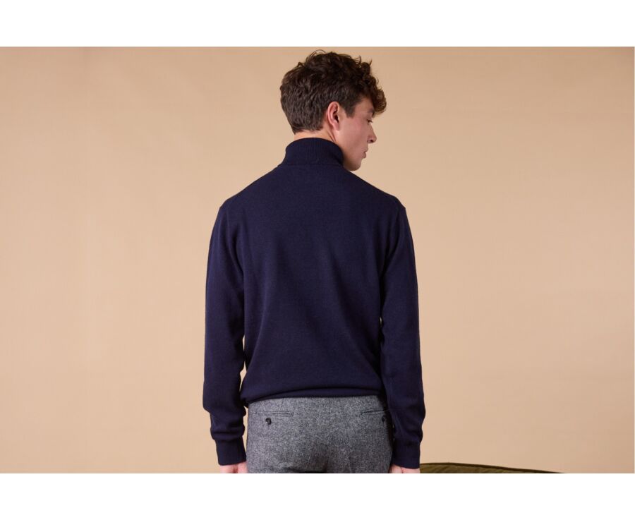 Navy wool roll-neck jumper - EMERIC