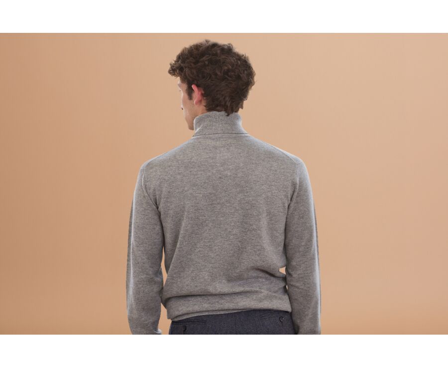 Grey Melange wool roll-neck jumper - EMERIC