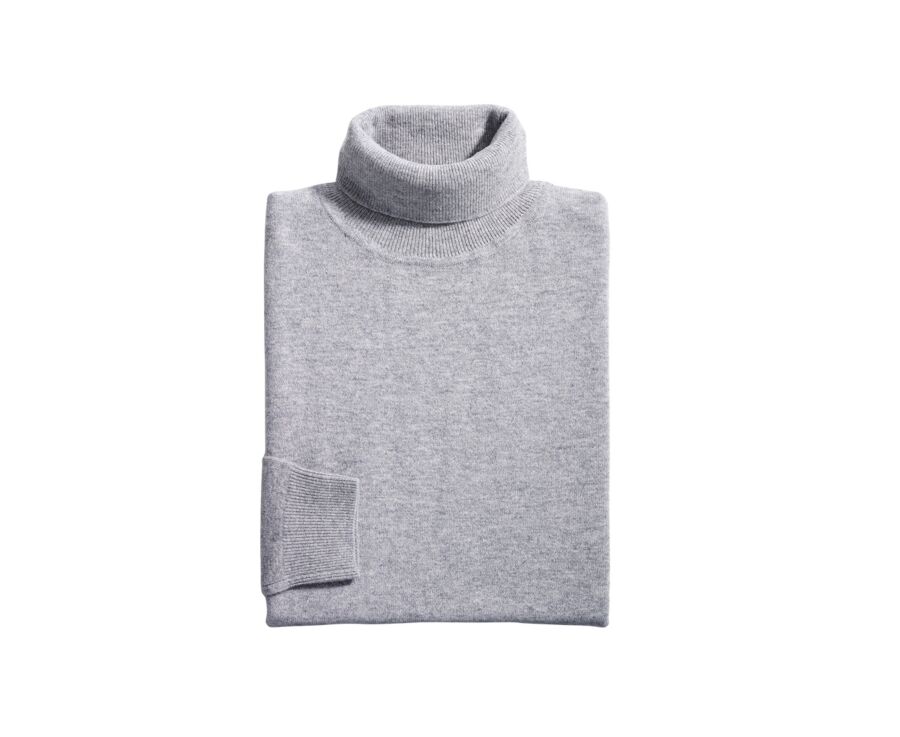 Grey Melange wool roll-neck jumper - EMERIC