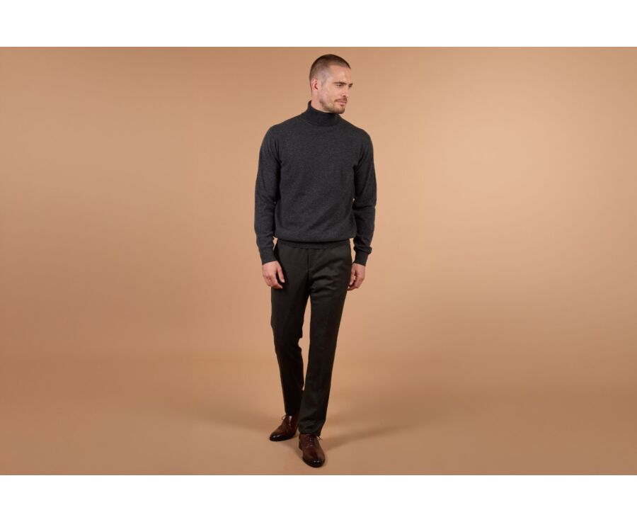 Grey Anthracite wool roll-neck jumper - EMERIC