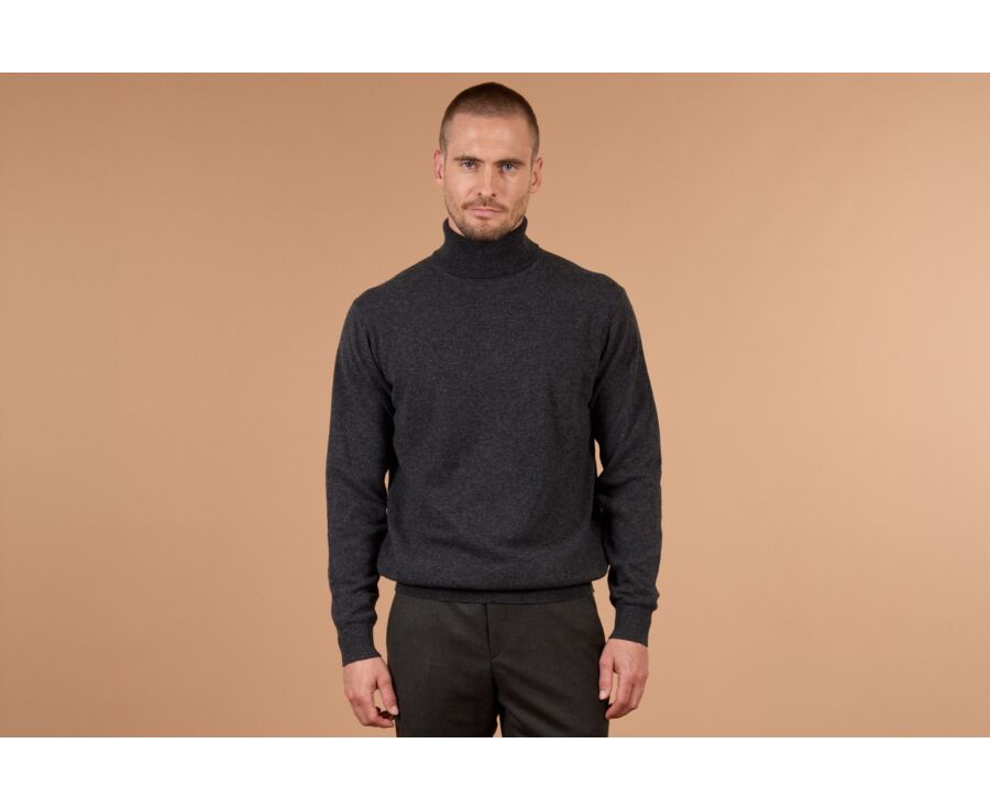 Grey Anthracite wool roll-neck jumper - EMERIC