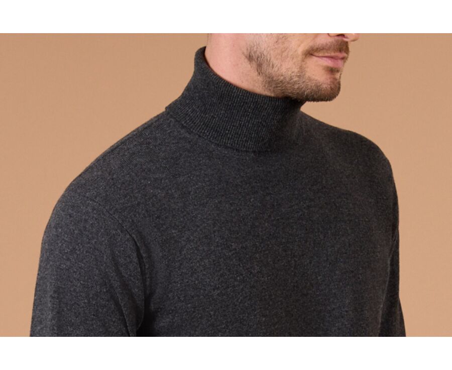Grey Anthracite wool roll-neck jumper - EMERIC