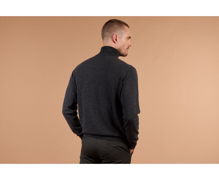 Grey Anthracite wool roll-neck jumper - EMERIC