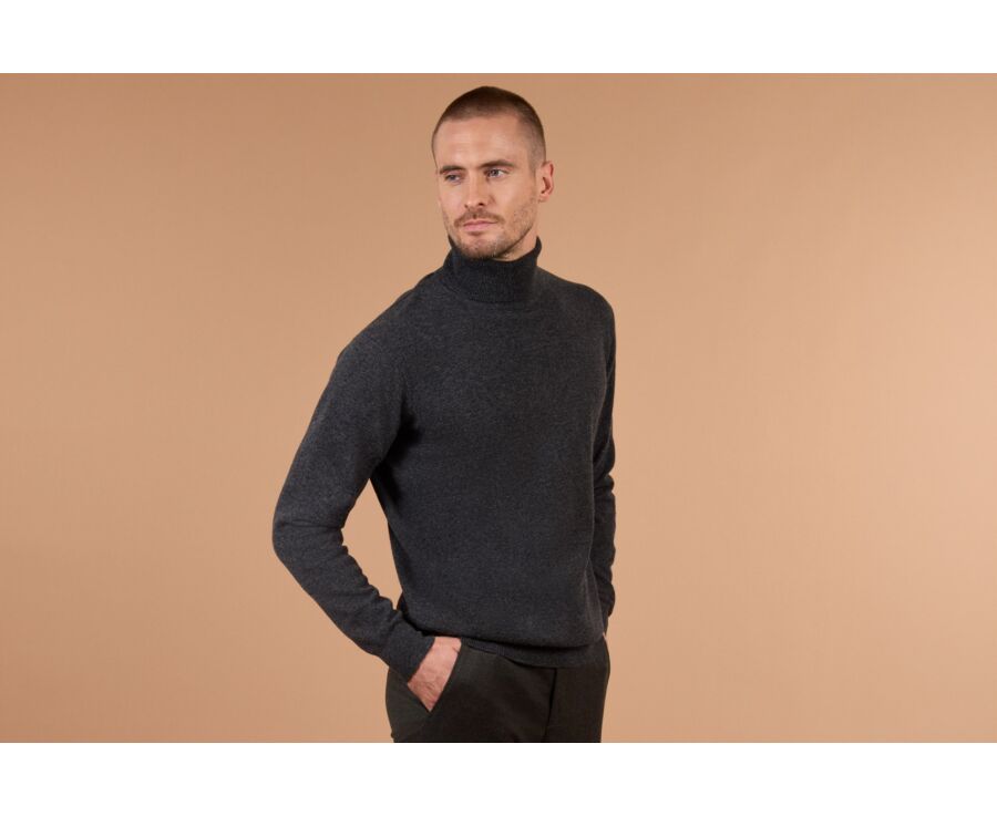 Grey Anthracite wool roll-neck jumper - EMERIC