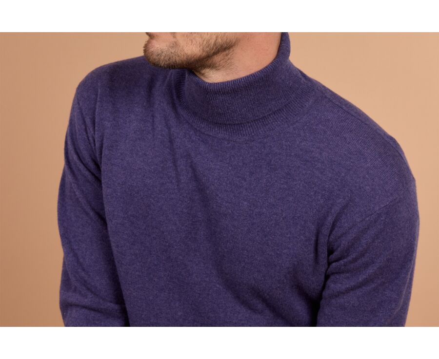 Men's purple mélange roll neck lambswool jumper - EMERIC