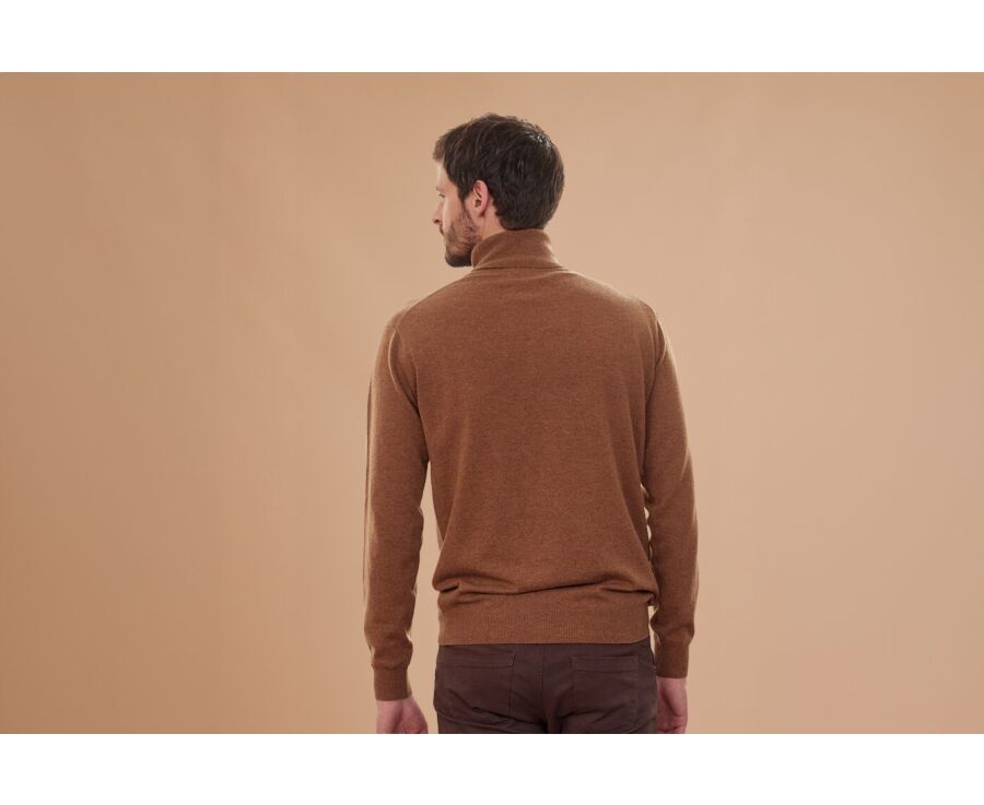 Melange Hazelnut wool roll-neck jumper - EMERIC