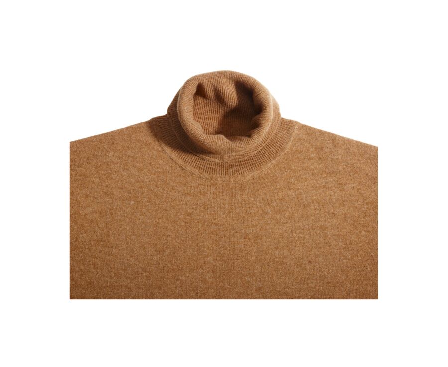 Melange Hazelnut wool roll-neck jumper - EMERIC