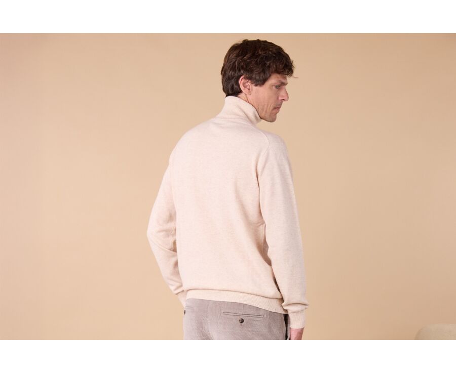 Men's roll-neck jumper – Light Heather Beige - EMERIC