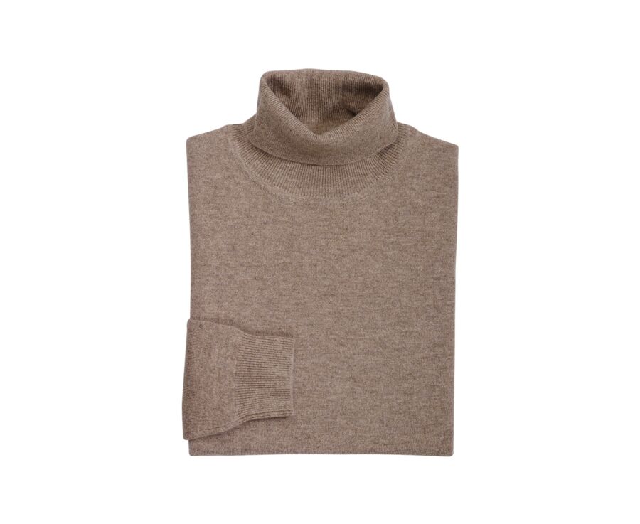 Men's roll-neck jumper – Light Heather Taupe - EMERIC