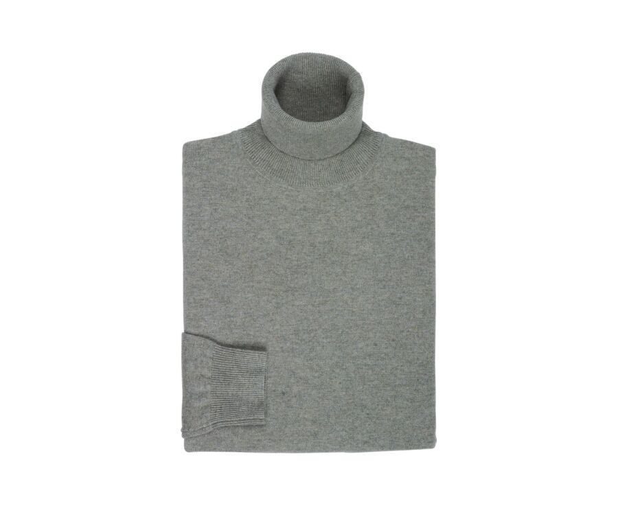 Men's light khaki mélange roll neck lambswool jumper - EMERIC
