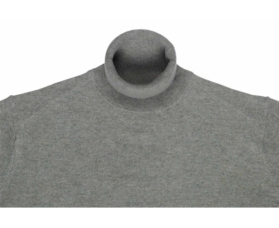 Men's light khaki mélange roll neck lambswool jumper - EMERIC