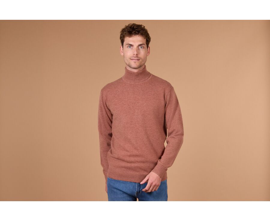 Men's rust mélange roll neck lambswool jumper - EMERIC