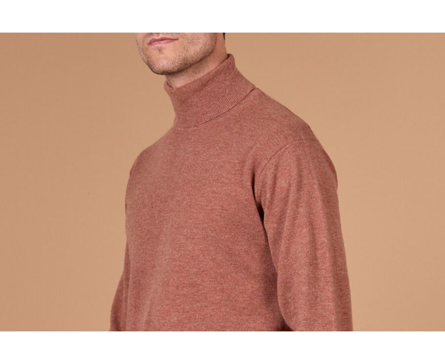Men's rust mélange roll neck lambswool jumper - EMERIC