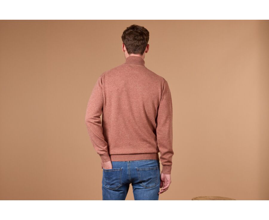 Men's rust mélange roll neck lambswool jumper - EMERIC
