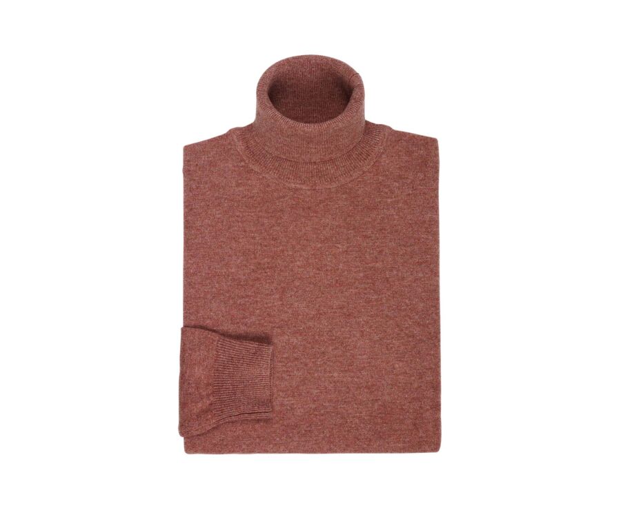 Men's rust mélange roll neck lambswool jumper - EMERIC