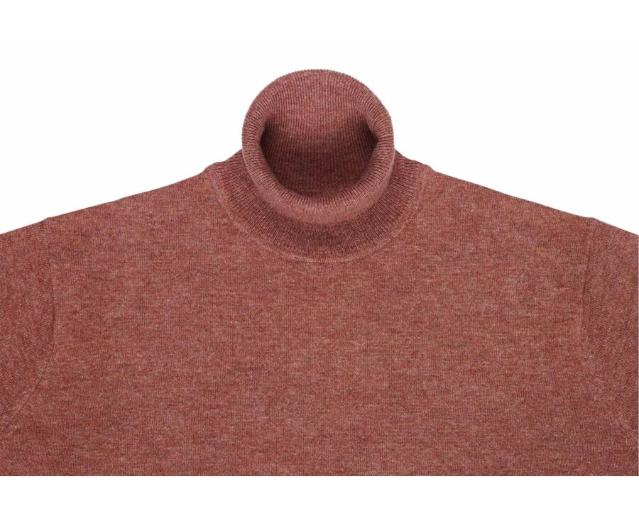 Men's rust mélange roll neck lambswool jumper - EMERIC