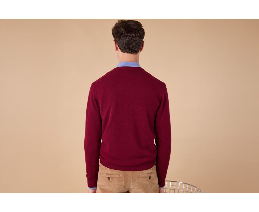 Burgundy V-neck wool jumper - ELIAN