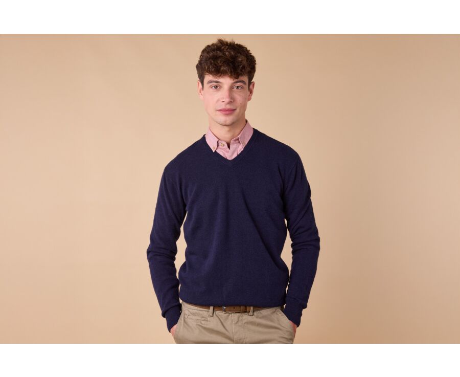 Navy v-neck wool jumper - ELIAN