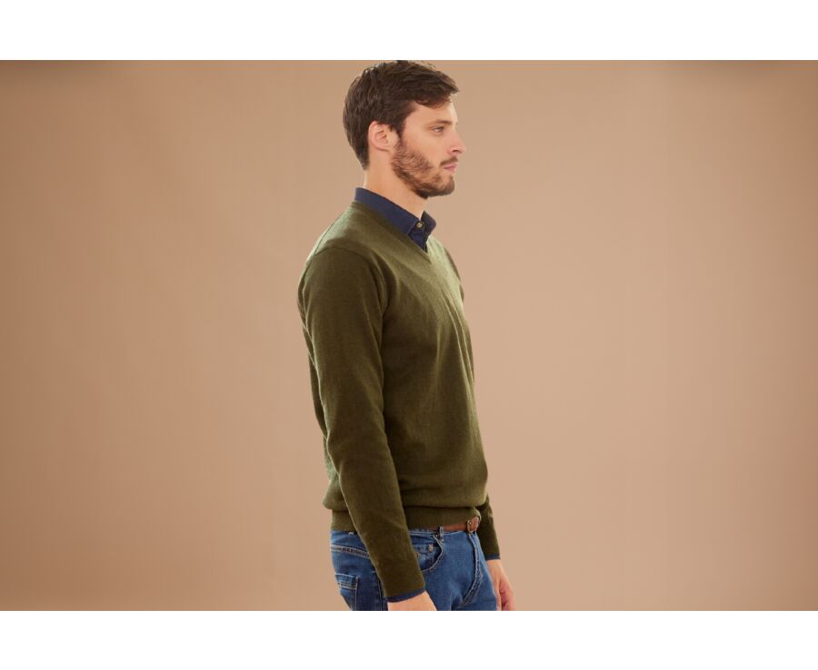 Green v-neck wool jumper - ELIAN