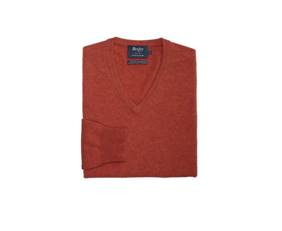Amber Red v-neck wool jumper - ELIAN