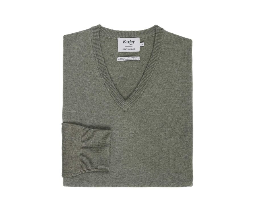 Men's eucalyptus mélange V-neck lambswool jumper - ELIAN