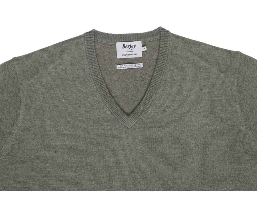 Men's eucalyptus mélange V-neck lambswool jumper - ELIAN