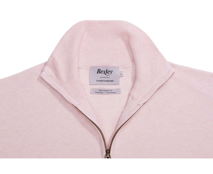 Men's Organic Cotton/Cashmere Sweater - Rose Clair Chiné - VLAD