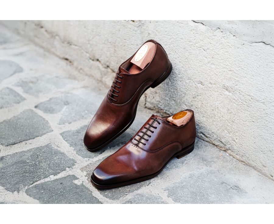 Patina Cognac Oxford shoes - Rubber pad - TREMEZZO PATIN