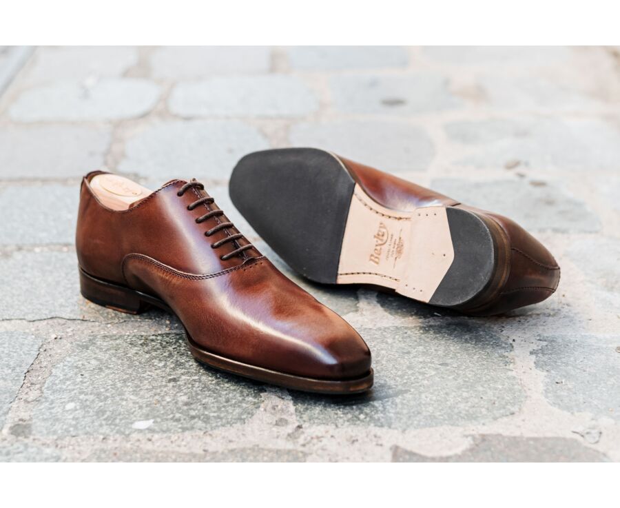 Patina Cognac Oxford shoes - Rubber pad - TREMEZZO PATIN