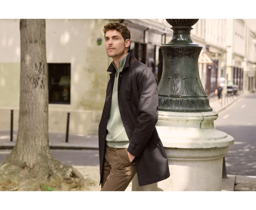 Men's black water repellent trench coat - AURÈLE II