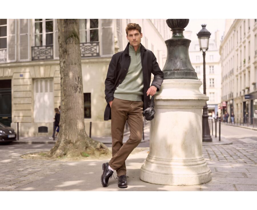Men's black water repellent trench coat - AURÈLE II